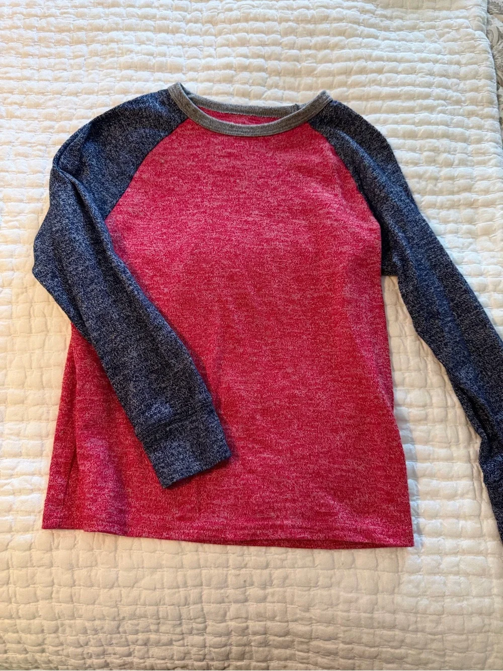 The Children's Place Red Body with Navy Raglan Long Sleeve Tee